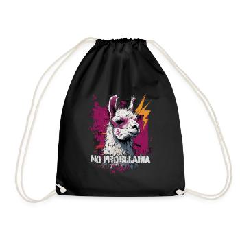 Cool llama alpaca - Drawstring Bag - black - Front