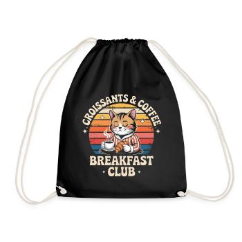 Cat Brunch Retro Café - Drawstring Bag - black - Front