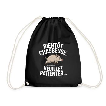 Bientôt chasseuse veuillez patienter - Sac de sport léger - noir - Devant