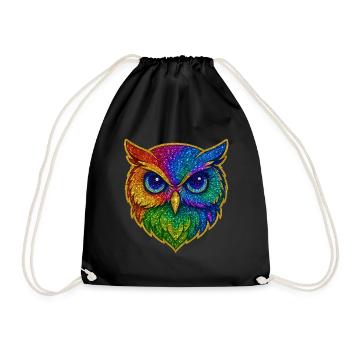 Owl | Tawny Owl | Rainbow Owl Magic - Drawstring Bag - black - Front