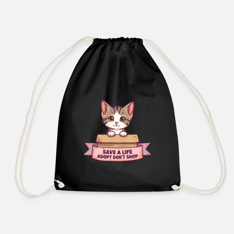 Süße Katze Adopt Don’t Shop Design - Turnbeutel - Schwarz