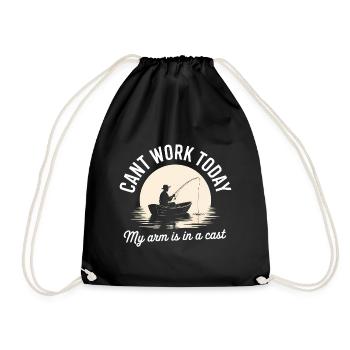 Can't work today, My arm is in a cast - Funny Fish - Drawstring Bag - black - Front