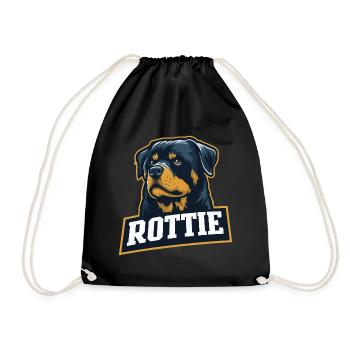 Rottie – Strong Rottweiler Portrait - Drawstring Bag - black - Front