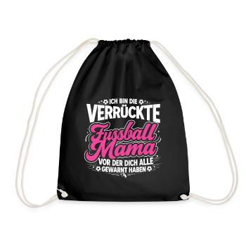 Crazy Soccer Mom Funny Soccer Saying - Drawstring Bag - black - Front