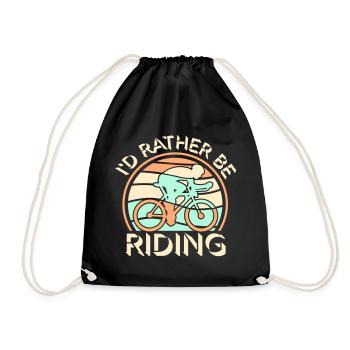 Vintage Cyclist I'd Rather Be Riding Retro Logo - Drawstring Bag - black - Front