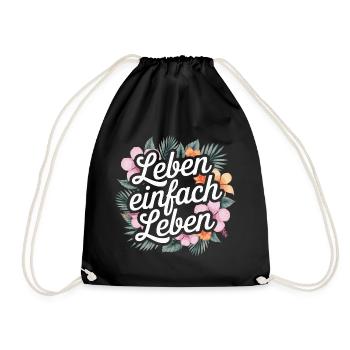 Living simply - positive sayings - Drawstring Bag - black - Front