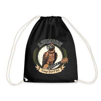 Vintage Skirt Eagle with Guitar - Drawstring Bag - black - Front