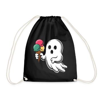 Geist mit Eiscreme Popart - Turnbeutel - Schwarz - Vorne