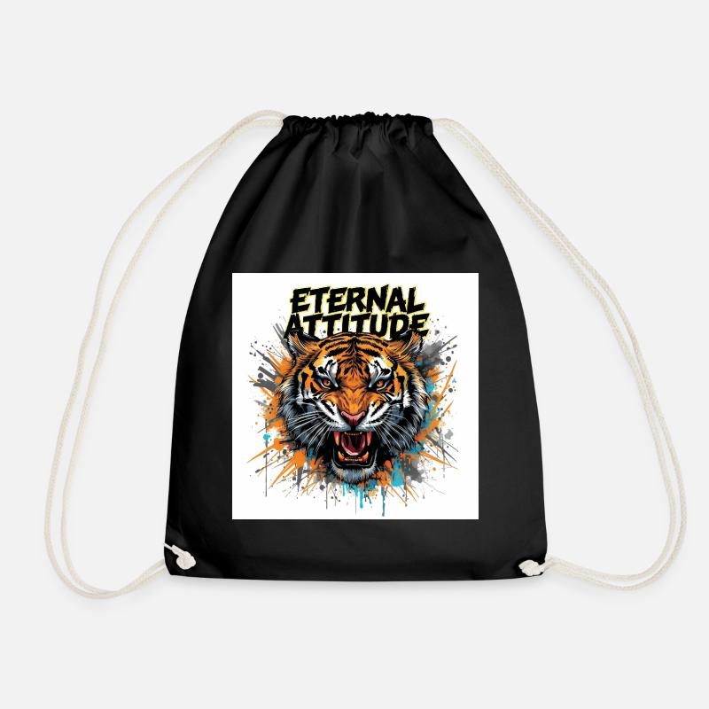 Eternal Tiger Pose - Drawstring Bag - black
