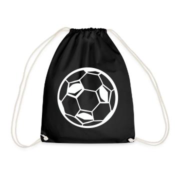 Fussball Ball Soccer - Turnbeutel - Schwarz - Vorne