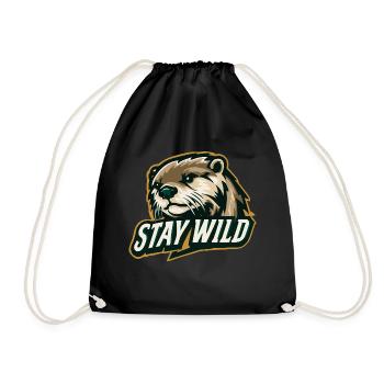 Stay Wild – Otter Design | Natur & Abenteuer Motiv - Turnbeutel - Schwarz - Vorne