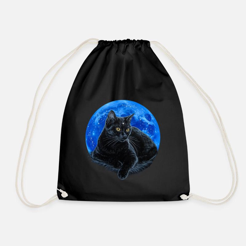 Starry feline. - Drawstring Bag - black