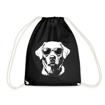 Funny Labrador Dog Sunglasses - Drawstring Bag - black - Front
