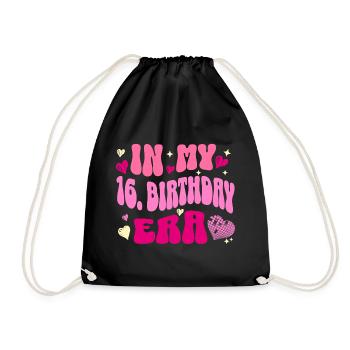 In My 16th Birthday Era Retro Herz Design - Turnbeutel - Schwarz - Vorne