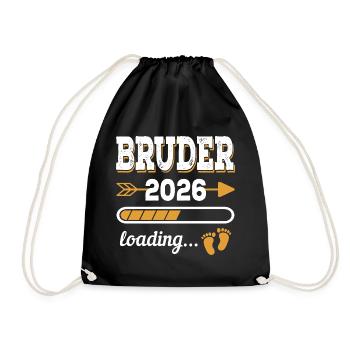 Brother 2026 Loading Siblings-to-be Gift - Drawstring Bag - black - Front