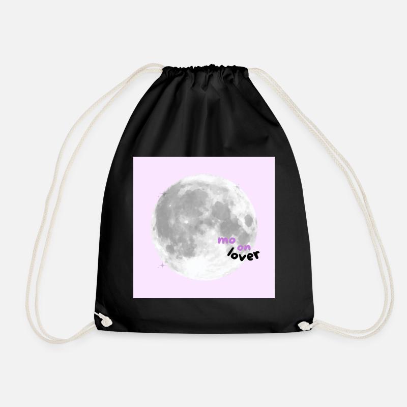 Moon Lover – Cute Pink Aesthetic Design 🌕💗✨🌸 - Drawstring Bag - black