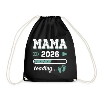 Mama 2026 Loading Werdender Mutter Geschenkidee - Turnbeutel - Schwarz - Vorne