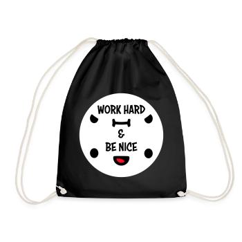Work Hard Be Nice Motivation Positive Spirit Quote - Drawstring Bag - black - Front
