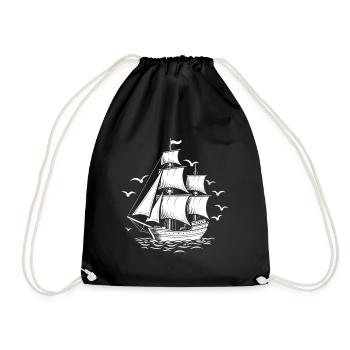 Sailing Sailing Ship Maritim Ahoy - Drawstring Bag - black - Front