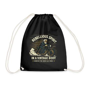Biker Dad Grandpa Shirt - Rebellious Vintage Rider - Drawstring Bag - black - Front