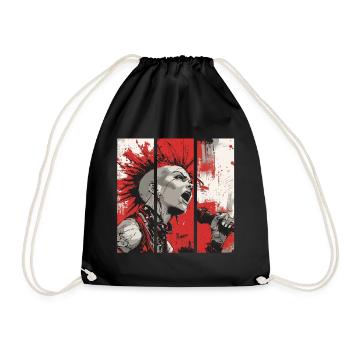 Punk Rebellion – Singer with mohawk - Drawstring Bag - black - Front
