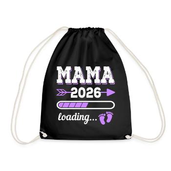 Mama 2026 Loading Schwangerschaft Geschenkidee - Turnbeutel - Schwarz - Vorne