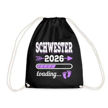 Sister 2026 Loading Birth Gift Idea - Drawstring Bag - black - Front