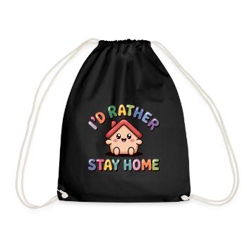 Je préfère rester à la maison - T-Shirt Anti-Social Drôle - Sac de sport léger - noir - Devant