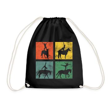 Vaulting Equestrian Riding Horse Gymnastics - Drawstring Bag - black - Front