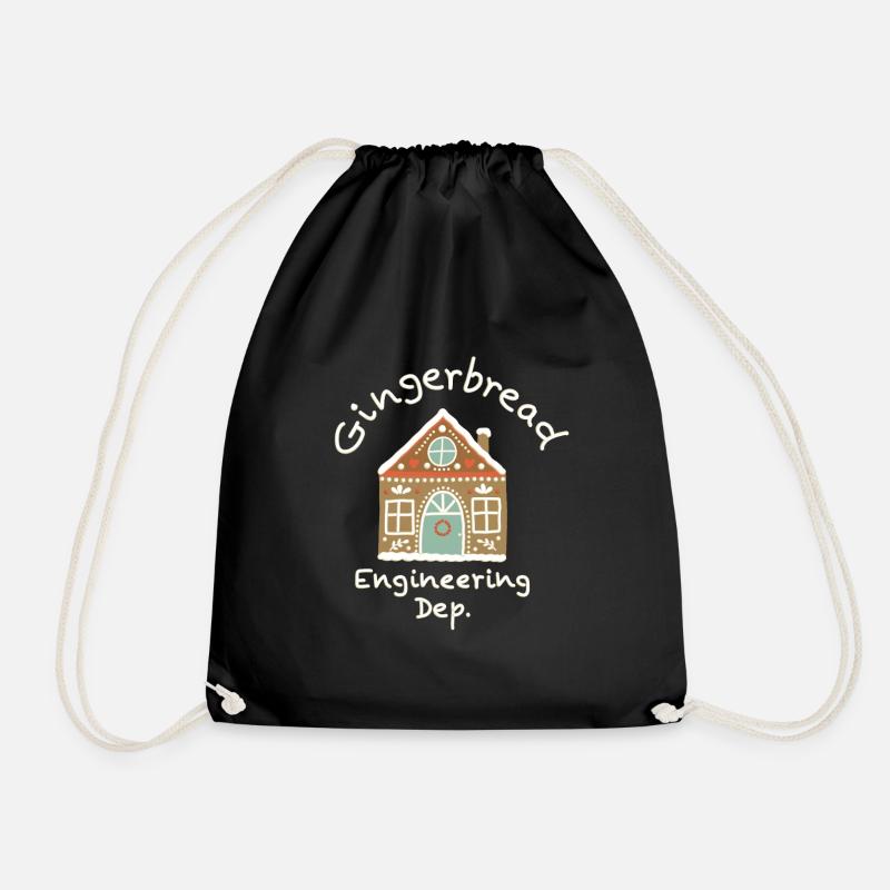 Funny Christmas print. Gingerbread house Baking. - Drawstring Bag - black