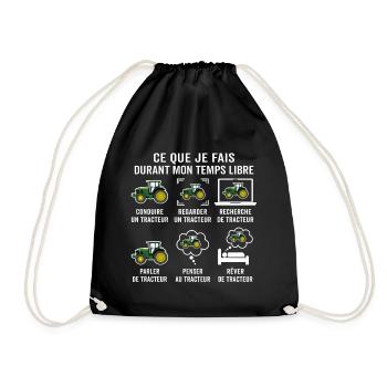 Driving a Tractor T-Shirt for Farmer - Drawstring Bag - black - Front