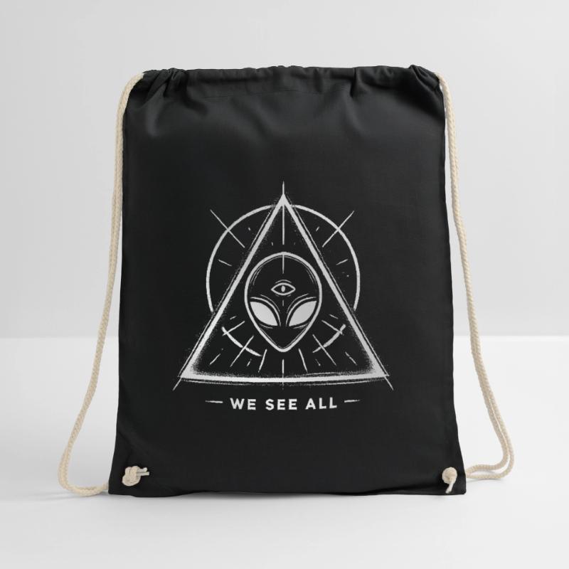 UFO Alien Eye Triangular Sigil Drawstring Bag
