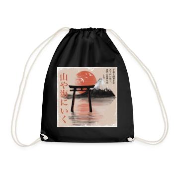 Torii on Mount Fuji at sunset - Drawstring Bag - black - Front