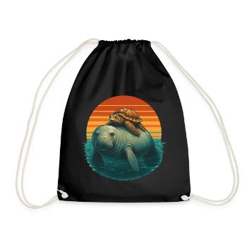 Manatee Schildkröte Ozean Freunde - Turnbeutel - Schwarz - Vorne