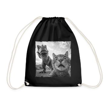 Selfie de chat avec motif chaos T Rex - Sac de sport léger - noir - Devant