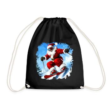 Weihnachten Skifahrer - Turnbeutel - Schwarz - Vorne