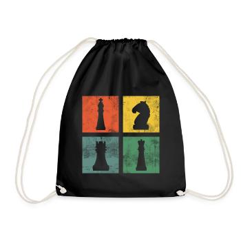 Chess Chess Pieces Chess Pieces Chess Players - Drawstring Bag - black - Front