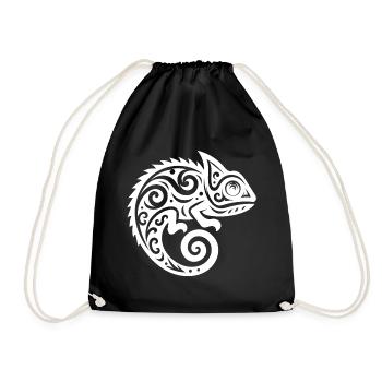 Cute Chameleon Tattoo Disguise - Drawstring Bag - black - Front