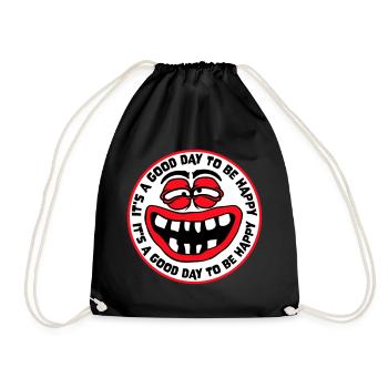 Good Day Be Happy Positive Motivation Happiness Saying - Drawstring Bag - black - Front