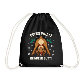 Guess What Rentier Hintern Weihnachtswitz - Turnbeutel - Schwarz - Vorne