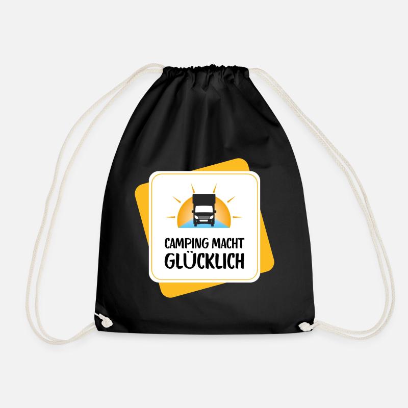 Camping macht glücklich – Wohnmobil Design - Turnbeutel - Schwarz