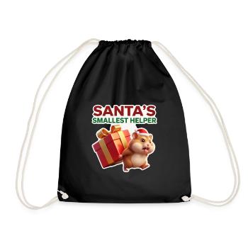Santa's Smallest Helper Hamster - Drawstring Bag - black - Front