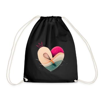 Cœur avec couronne - Pâtisserie - Sac de sport léger - noir - Devant