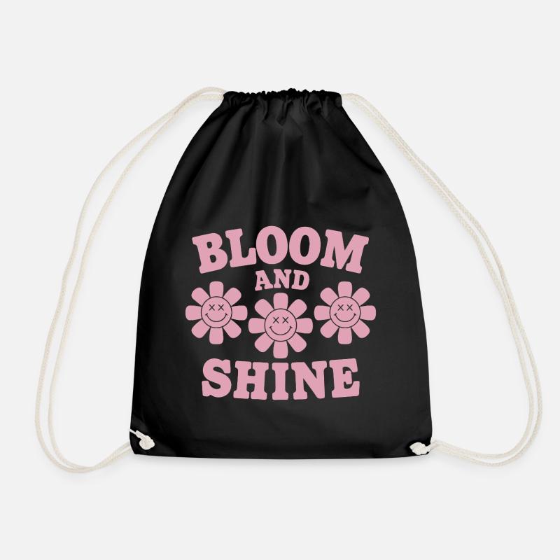 Bloom and Shine Floral Cheer - Drawstring Bag - black
