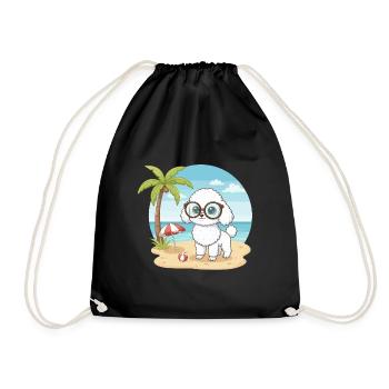 Caniche mignon avec des lunettes vacances d’été sur la plage - Sac de sport léger - noir - Devant