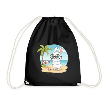 Süßer Hase mit Brille Strandsommerferien - Turnbeutel - Schwarz - Vorne