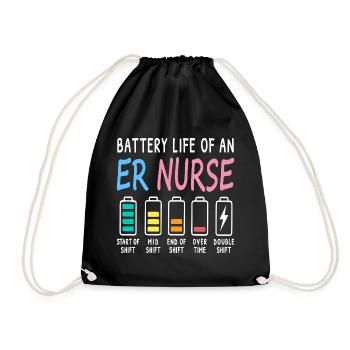 Battery level of an emergency room nurse humor - Drawstring Bag - black - Front