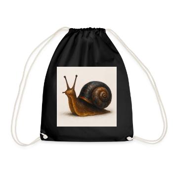 Snail with blue shimmer shell - Drawstring Bag - black - Front