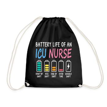 Battery level of an intensive care nurse Humor - Drawstring Bag - black - Front