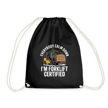 Conception de chariot élévateur humoristique certifié - Sac de sport léger - noir - Devant